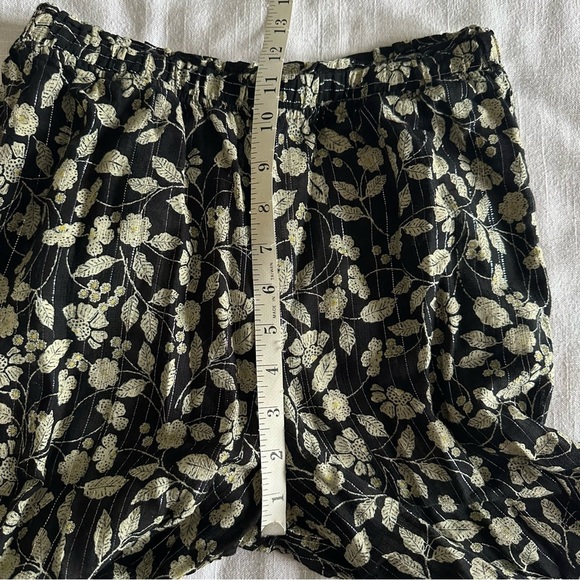 Zara Metallic Striped Floral Wide Leg Semi Sheer Pants Sz S Boho Festival Hippie - Picture 7 of 12